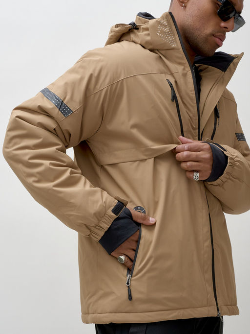 Горнолыжный костюм мужской зимний бежевого цвета 3710B - Leifensh фото 18