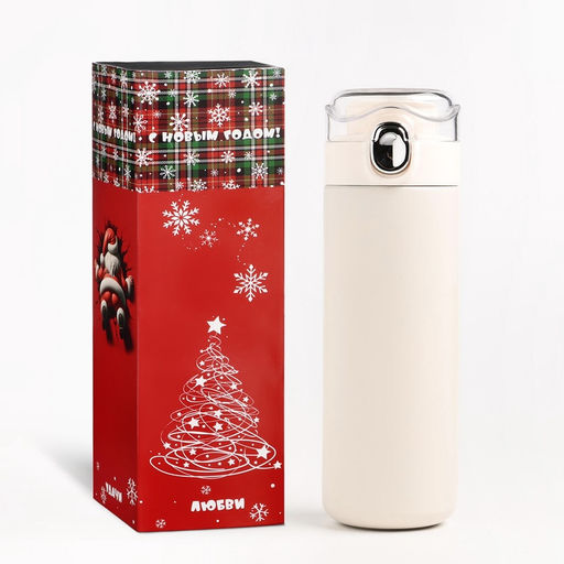 Термос Мастер К Simple, 400 мл, 20.5?6.3 см, сохраняет тепло 8 ч, нержавеющая сталь, белый