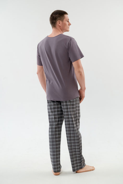Пижама мужская из футболки с коротким рукавом и брюк из кулирки Генри асфальт - Амадэль фото 4