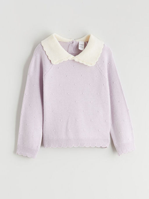 Bebe Yaka K?z ?ocuk Triko Kazak ve Pantolon 2li