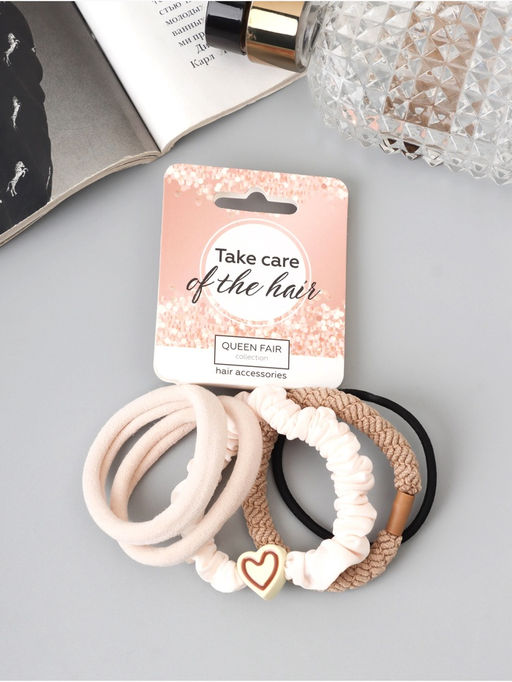 Цена за 3 шт. Резинка для волос QF «Жанет», набор 5 шт., нежность, 5 см