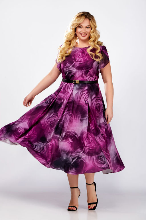 Платье Swallow 826 пурпурный/принт розы фото 2