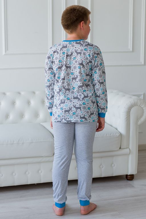 Пижама подростковая из джемпера и брюк из кулирки Олененок голубой - Амадэль фото 2