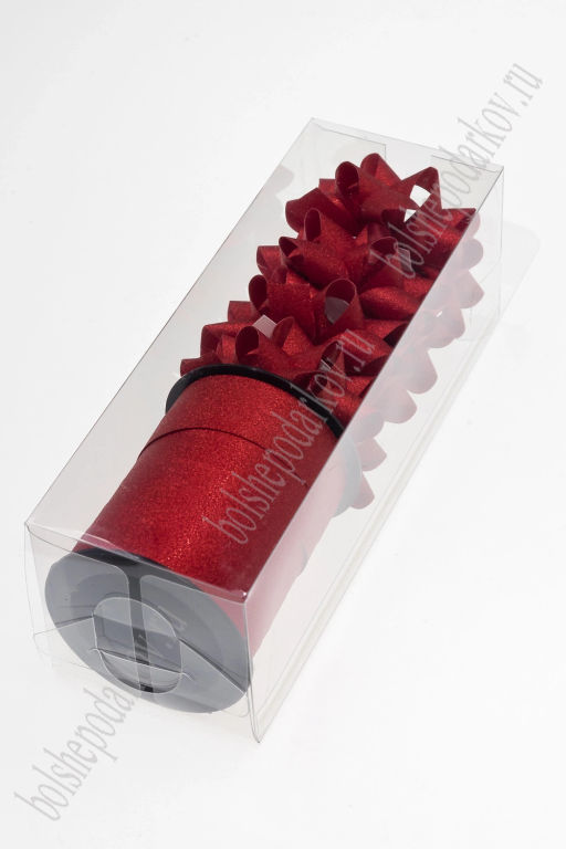 Набор для упаковки: бант 5,5 см (4 шт), лента 1 см*10 м (1 шт), SF-7825, красный №1 - Больше подарков фото 3