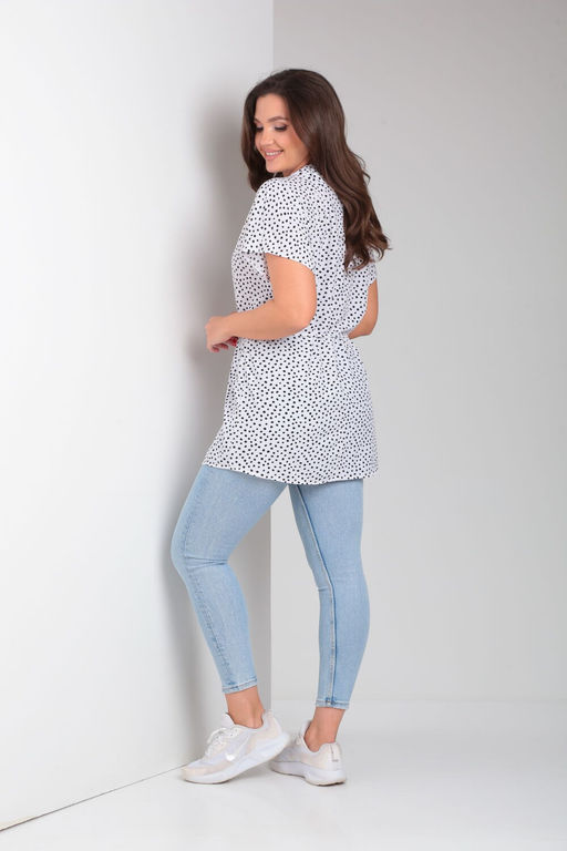 Блуза Modema 553-2 горох на белом  фото 3