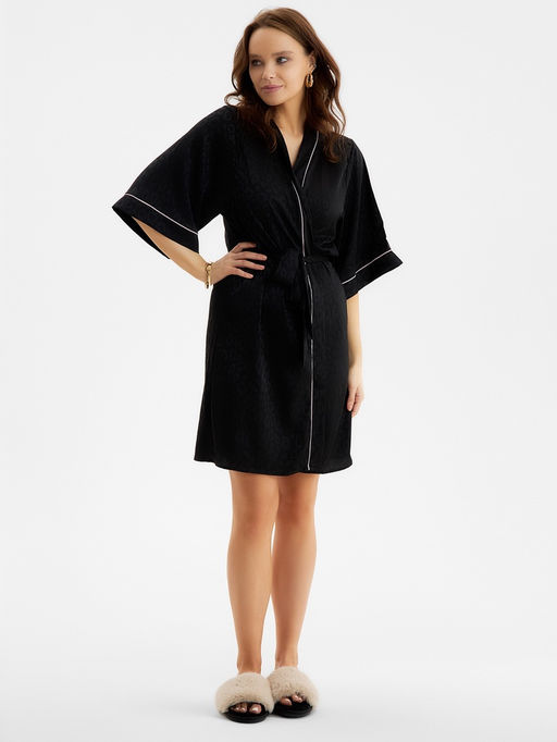 Халат домашний женский KAFTAN Leo black collection, размер 44-46, чёрный