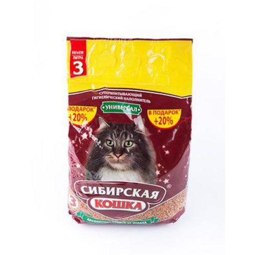 Наполнитель Сибир.Кошка 3л УНИВЕРСАЛЬНЫЙ впитывающий, +20% АКЦИЯ, упаковка (4шт)
