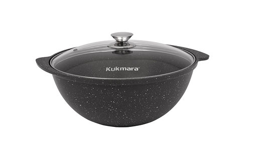 ЛА_АП_MARBLE (темный) Казан для плова 3,5 л со стекл.кр. арт. кмт37а