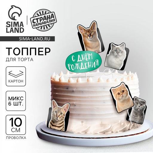 Топпер картон на подложке с проволокой Котики - Страна карнавалия фото 5