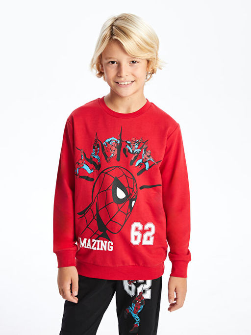 Bisiklet Yaka Spiderman Bask?l? Uzun Kollu Erkek ?ocuk Sweatshirt ve E?ofman Alt? - Waikiki фото 5