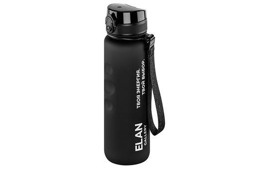 Бутылка для воды 1000 мл 7,8*7,8*28,5 см Style Matte с углублениями д/пальцев черная, мотивацион. - Elan gallery фото 4
