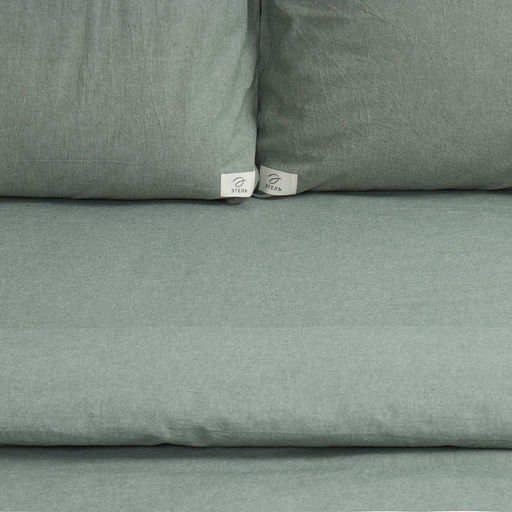 Постельное бельё Этель Denim 1.5 сп, 155х210см, 160х240см, 50х70-2шт, цвет оливковый, жатый хлопок, 140гр/  фото 9