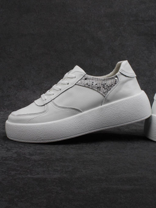 03-C140-9 WHITE Полуботинки спортивные женские (натуральная кожа)