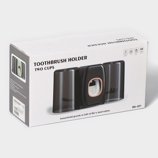 Держатель для зубных щёток с выдавливателем для зубной пасты, стакан 2 шт., 2010.26.2 см, чёрный - Simaland фото 9