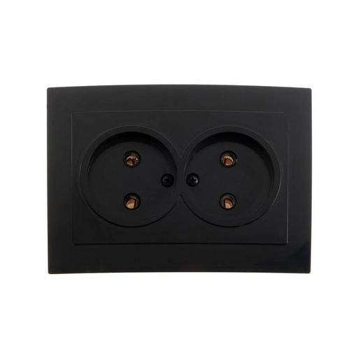 Розетка «Элект» RS 16-237-Ч, двухместная, без з/к, скрытая, черная
