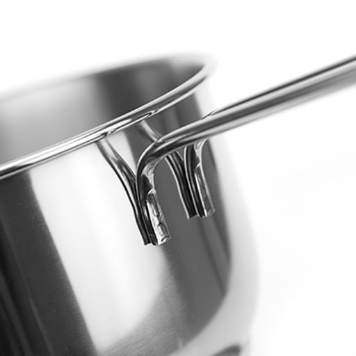 Ковш для кипячения молока из нержавеющей стали Классика-Прима 1,5л, д17см, h9см, ТРС-3, стеклянная крышка, прутковая металлическая ручка (Россия) - Домашняя мода фото 3