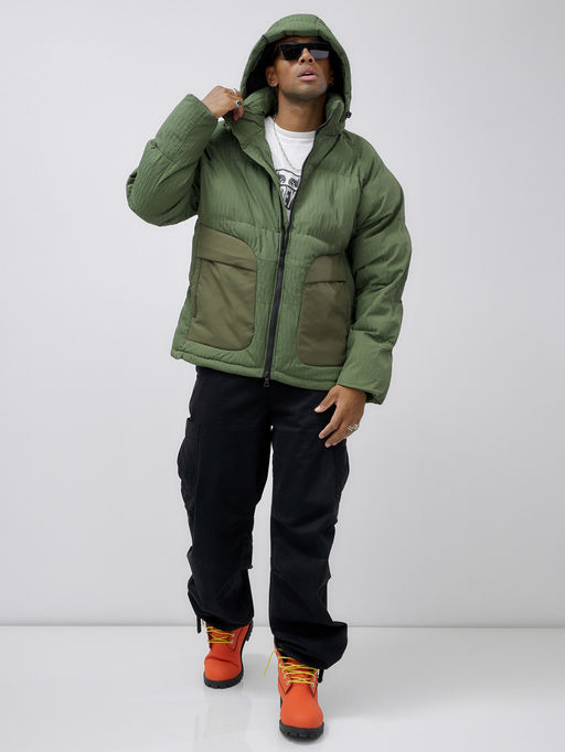Куртка молодежная мужская зимняя с капюшоном цвета хаки 25307Kh - Mtforce фото 13