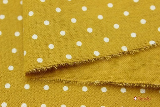 Теплый хлопок Мелкий горох-2 на горчичном, ш.1.48м, хлопок-100%, 150гр/м.кв - Купава фото 5