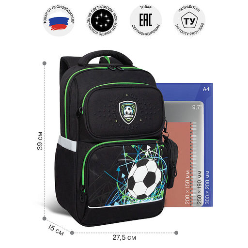 RAn-589-3 Рюкзак школьный с чехлом для мелочей - Grizzly фото 38