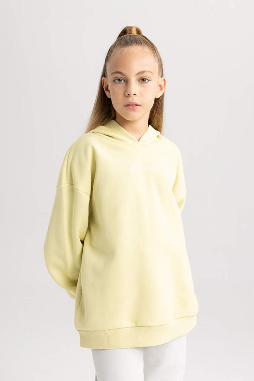 Толстовка оверсайз для девочек с капюшоном и мягкой ворсистой подкладкой - Defacto фото 3