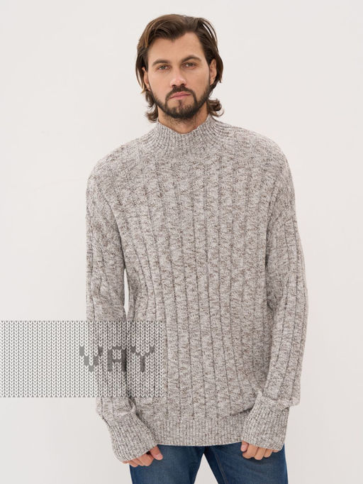 Свитер мужской 5232-12341. 07 молоко/коричневый