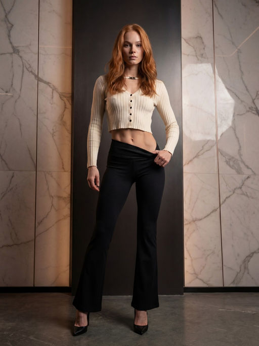 Легинсы расклешенные в рубчик женские черного цвета 009_1Ch - Mtforce фото 5