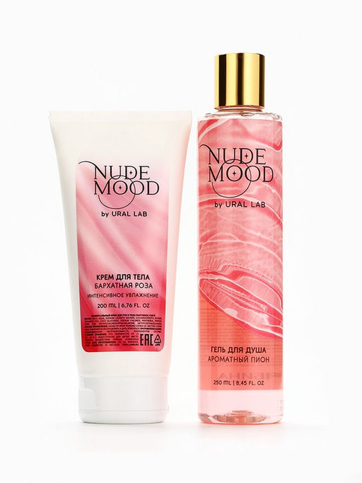 Подарочный набор NUDE MOOD, гель для душа 250 мл и крем для тела 200 мл, аромат пиона и розы, URAL LAB  фото 3
