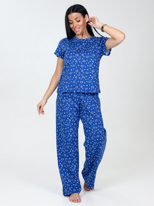 616 ЖЕНСКАЯ ПИЖАМА ТРОЙКА (Василёк (сердечки)) - А-дина фото 2