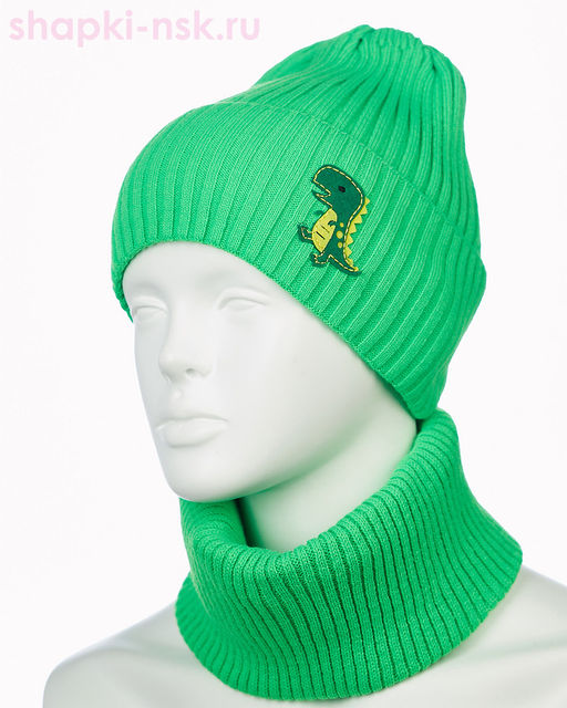 17-40-L Комплект для мальчика флис (колпак+снуд) (48-50)