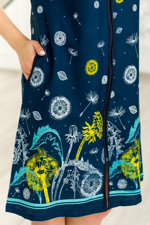 Халат женский из кулирки Лето темно-синий - Амадэль фото 6