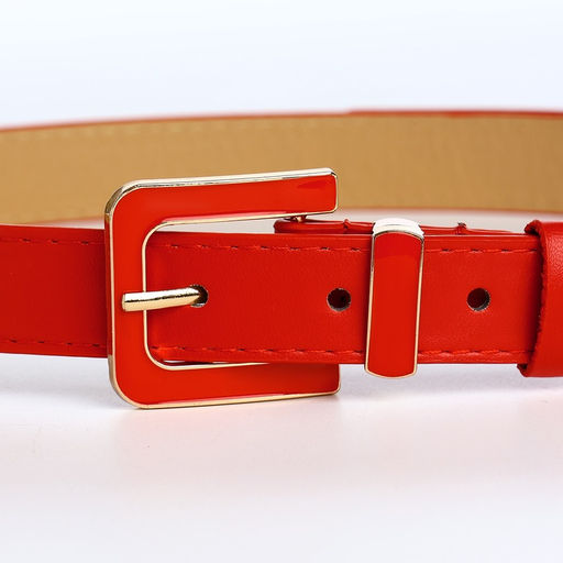 Ремень женский 110×2.3 см, с классической пряжкой в ремня, красный