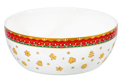 Салатник 1,7 л 20*20*7,5 см Новогодняя ёлка красный узор, фарфор NEW BONE CHINA - Elan gallery фото 7