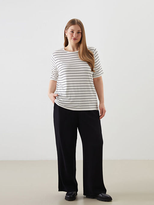 Bisiklet Yaka ?izgili Kad?n Ti??rt