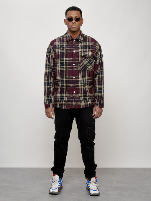 Ветровка рубашка мужская букле бордового цвета 58378Bo - Mtforce фото 11