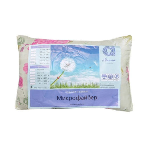 Подушка Адамас синтетическая, размер 40х60 см, холлофайбер, чехол МИКС  фото 2