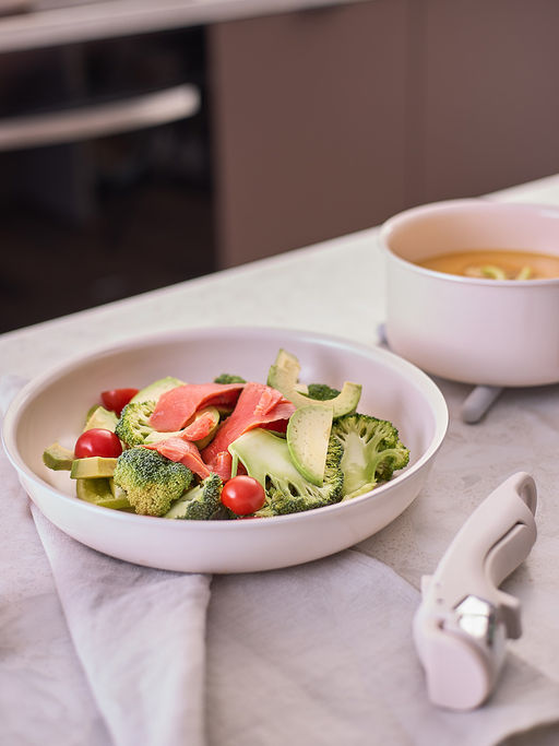 Набор посуды для приготовления со съемной ручкой smart ceramic, 7 предметов, цвета топленого молокатермо