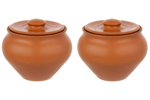 Набор 2 горшков 0,9 л 14,5*14,5*12,5 см TerraCotta с крышкой для запекания терракота - Elan gallery фото 5