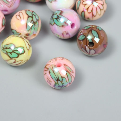 Цена за 10 шт. Бусины для творчества акрил Цветочки, 1.6?1.6?1.6 см, МИКС