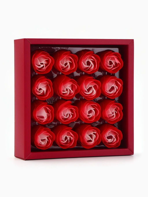 Набор мыльных роз в коробке 16 штук, красно-белые - SB BEAUTY фото 4
