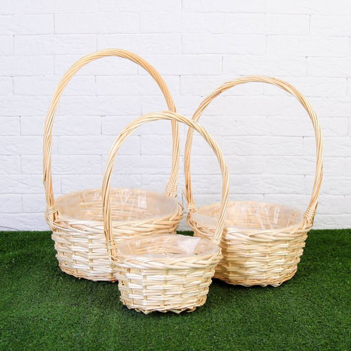 Корзина плетёная для хранения «Плетёнка», ива, круглая, набор 3 шт.