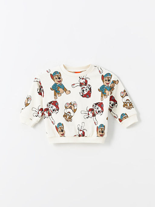 Bisiklet Yaka Uzun Kollu Paw Patrol Bask?l? Erkek Bebek Sweatshirt