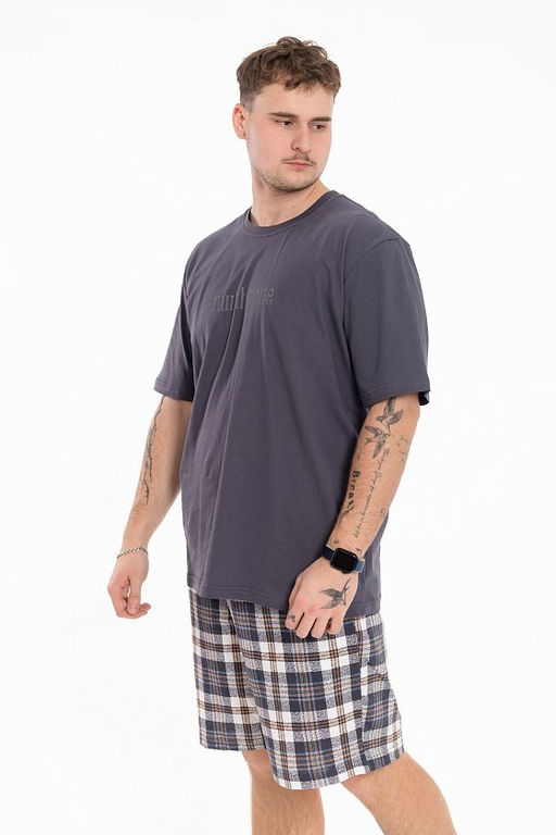 Пижама футболка и шорты М125118Псб Серый/Белый - Елена фото 2