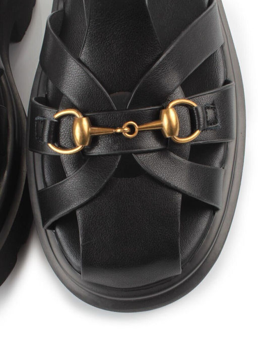 08-PEAG54-2 BLACK Босоножки женские (натуральная кожа)