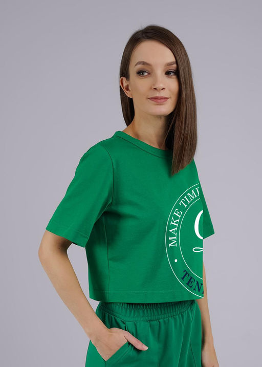 CLE LF24-1099/5 Футболка жен.укор. Теннис зелёный - Clever wear фото 2
