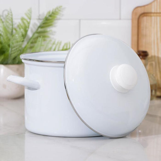 Кастрюля эмалированная, 4.5 л, d=22.5 см, индукция, цилиндрическая, белая