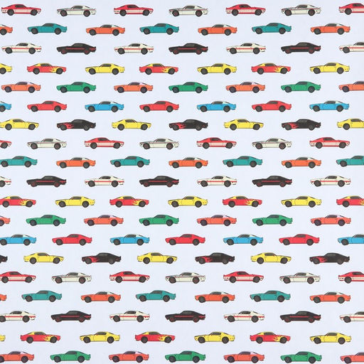 Цена за 10 шт. Бумага упаковочная крафтовая белая «Гоночные машинки», 50 x 70 см