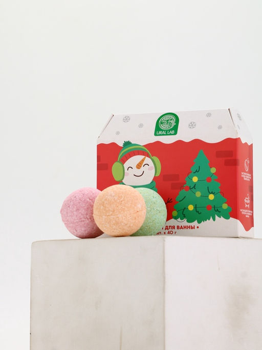 Бомбочки для ванны в домике Снеговик, набор 6 шт х 40 г, URAL LAB