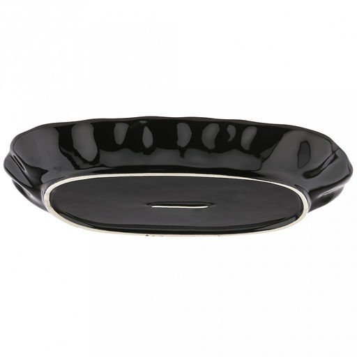 "Тихий океан" Блюдо керамическое 310х185х40мм, 850мл, асимметричная форма, синий (Китай)