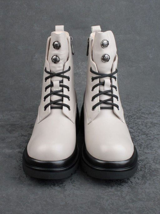 04-M3-H205 BEIGE GRAY Ботинки зимние женские (натуральная кожа, натуральный мех)