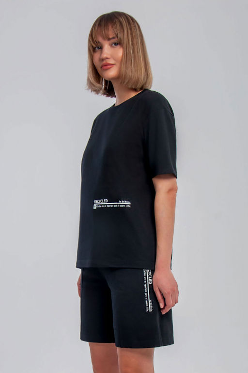 Арт. 2369 Костюм женский с шортами 42-50 (5 шт) Цвет:верх-черный,низ-черный - Калинка фото 3